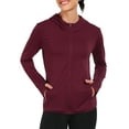 thumbnail image 2 of NELEUS Womens UPF 50+ Hooded Athletic Jackets High Collar Full Zipper with Thumb Holes Ponytail Hole and Pockets,Wine Red,US Size L, 2 of 8