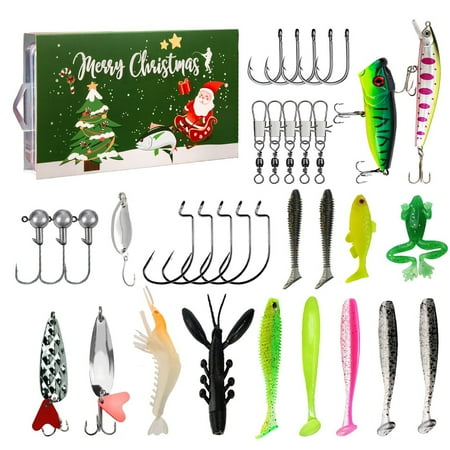 24Pcs Fishing Tackle Including Crankbaits Spinnerbaits Topwater Tackle Box And More Fishing Gear Kit Set