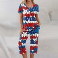 thumbnail image 6 of Independence Day Pajama Sets for Women 2 Pieces Pajamas Patriotic Flag Star Print Short Sleeve Tops and Capri Sets 4th of July PJs Sleepwears, 6 of 6