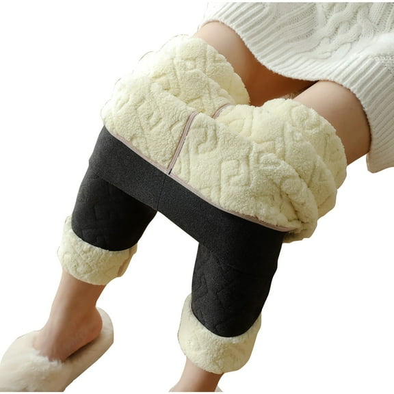 XFLWAM Fleece Lined Leggings Women Fuzzy Sherpa High Waist Workout Yoga Pants Warm Thermal Thick Winter Pants Velvet Tights