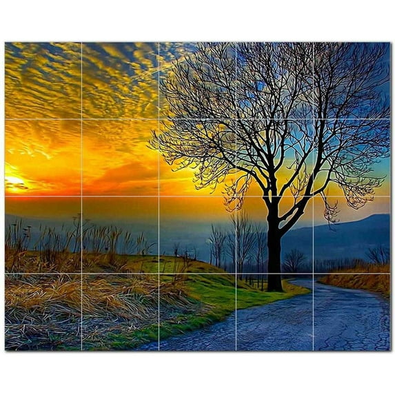 Sunset Photo Ceramic Tile Mural Kitchen Backsplash Bathroom Shower, 405910-M54