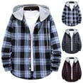 thumbnail image 2 of YAYUBA Men's Flannel Hoodie Shirts Plaid Casual Button Down Long Sleeve Lightweight Hooded Button Up Shirt with Pockets, 2 of 6