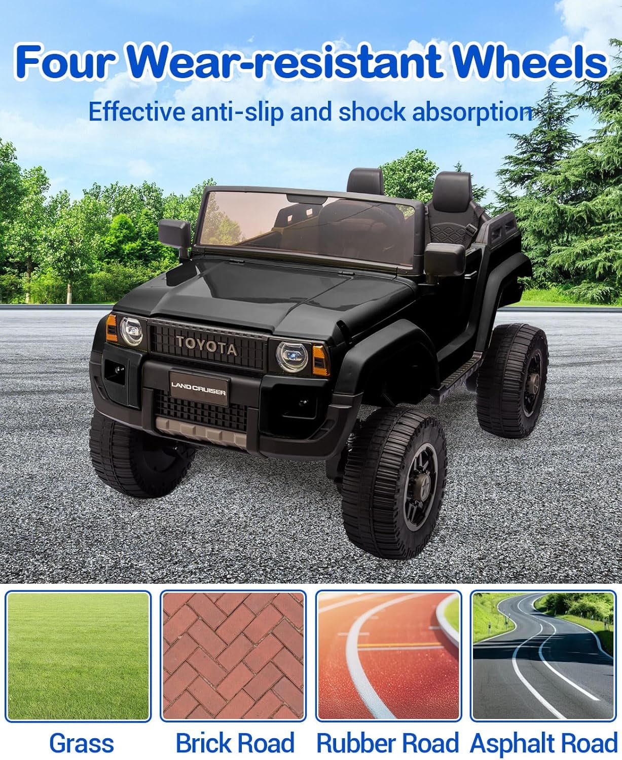 EastVita 24V Ride on Car for Kids, 2 Seater Ride on Car Truck, Licensed Toyota Electric Car with Parent Remote Control, 4.4MPH, 4x550W Motors