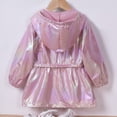 thumbnail image 5 of YunPes Toddler Girls Metallic Shiny Jacket Zip-Up Hooded Windbreaker with Elastic Waist Y2K Trendy Glitter Outdoor Clothes, 5 of 7