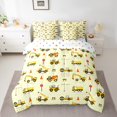 thumbnail image 2 of Jolie Literie de Camion Grandeur Grand 7 Pcs, Ensemble de Douillette en Microfibre Imprimé Excavatrice Dessin Animé, Panneaux et Barricades Routières Literie pour Enfants et Ados Ensembles de Douillette Lit dans un Sac, Ensemble de Draps Rouges et Jaunes Outils, 2 of 5