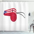 thumbnail image 1 of Puerto Rico Shower Curtain, Commonwealth of Puerto Rico Flag on a Whistle Symbolic Art Illustration, Fabric Bathroom Set with Hooks, 69W X 75L Inches Long, Multicolor, by Ambesonne, 1 of 3