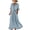Light Blue, variant on Women's Summer Casual Twist Waist Long Dress Cotton Linen Short Sleeve V Neck Boho Swing Dress Beach Vacation Flowy A-line Sundress White
