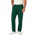 thumbnail image 4 of LEAVINGSUO Baggy Sweatpants Wide Leg Pants for Men Fleece-lined Straight Pants Winter Solid Color Loose Sports Casual Pants Green S, 4 of 5