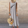 thumbnail image 2 of Robes Maxi pour Femmes 2023 Été Décontracté Sans Manches Col Rond Ample Longue Robe de Plage Coton Lin Robe Boho Robe d'Été, 2 of 4