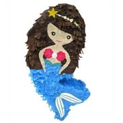 Mermaid Pinata with Blue Tail, 9in x 18in