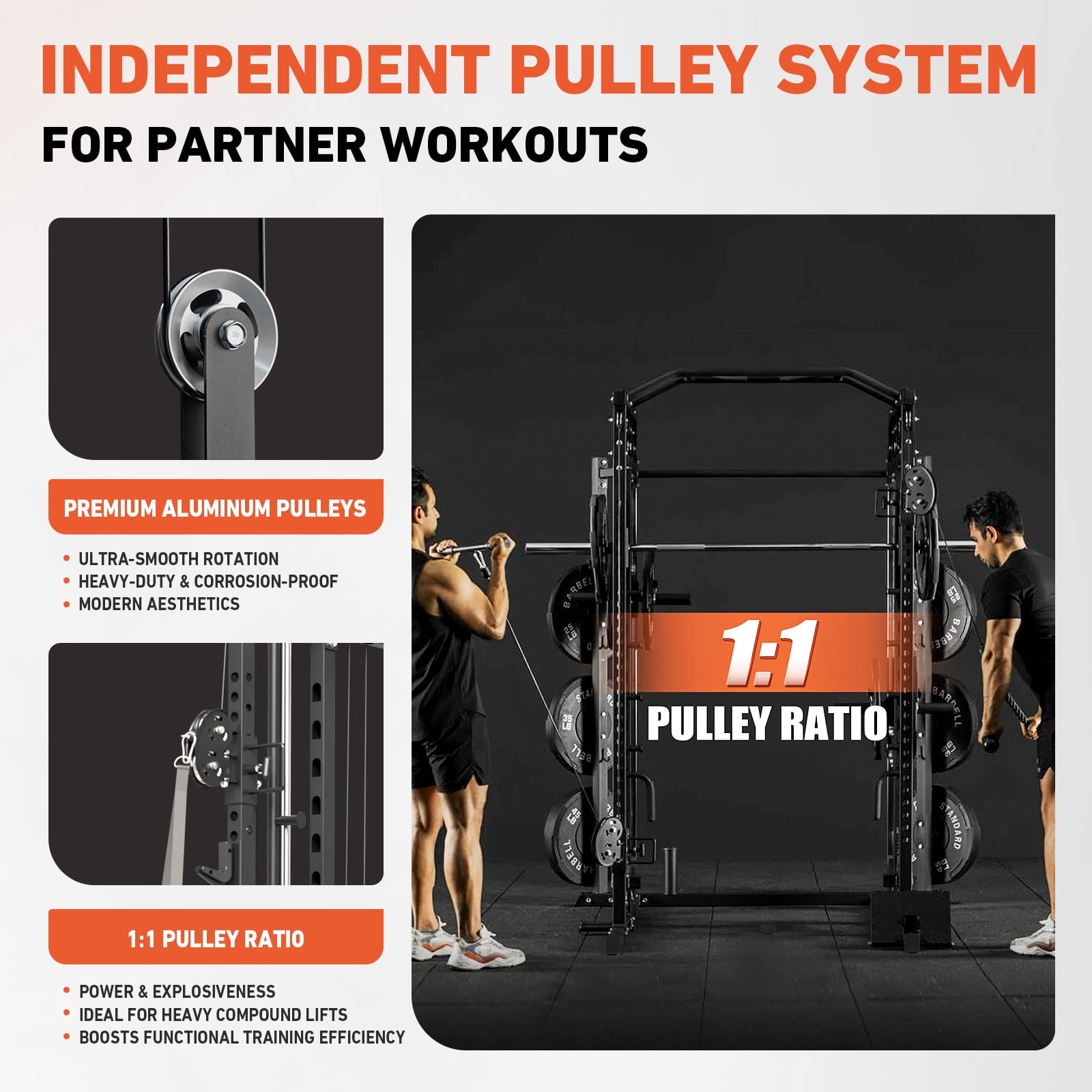 Mikolo Smith Machine, All-in-One Power Rack Cage with Vertical Leg Press, 2000LBS Power Cage Squat Rack with Smith Bar, Dual Pulley Cable Crossover System for Home Gym with Adjustable Dumbbells