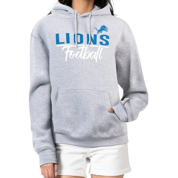 Women's G-III 4Her by Carl Banks  Heather Gray Detroit Lions Graphic Fleece Pullover Hoodie