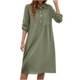 thumbnail image 2 of Fashion Women's Casual Sexy Round Neck Summer And Short Sleeve Button Dress, 2 of 6