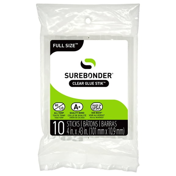 Surebonder All Purpose Clear 4-inch Full Size Hot Glue Sticks - 10 Pack