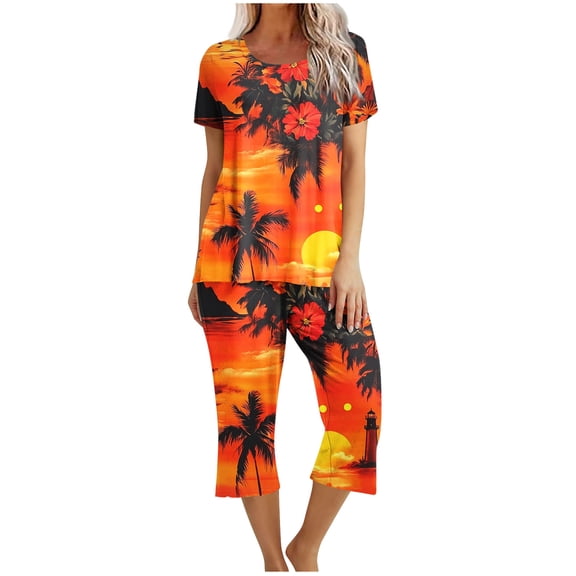 Dxzfnsa Cute Pajama Sets for Women 2 Piece Short Sleeve Floral Print Button Shirt and Short Pj Sets Woman Y2K Sleepwear S-3XL