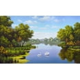 thumbnail image 2 of Babichev, Vyacheslav 18x12 White Modern Wood Framed Museum Art Print Titled - Landscape with swans, 2 of 4