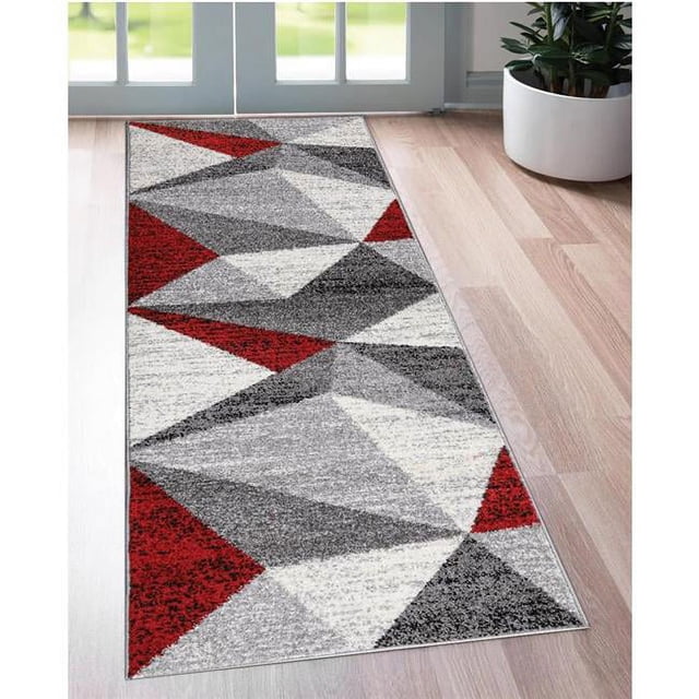Lbaiet CH866R23 Yaritza Geometric 2 x 3 ft. Scatter Rectangle Area Rug, Red, White & Gray