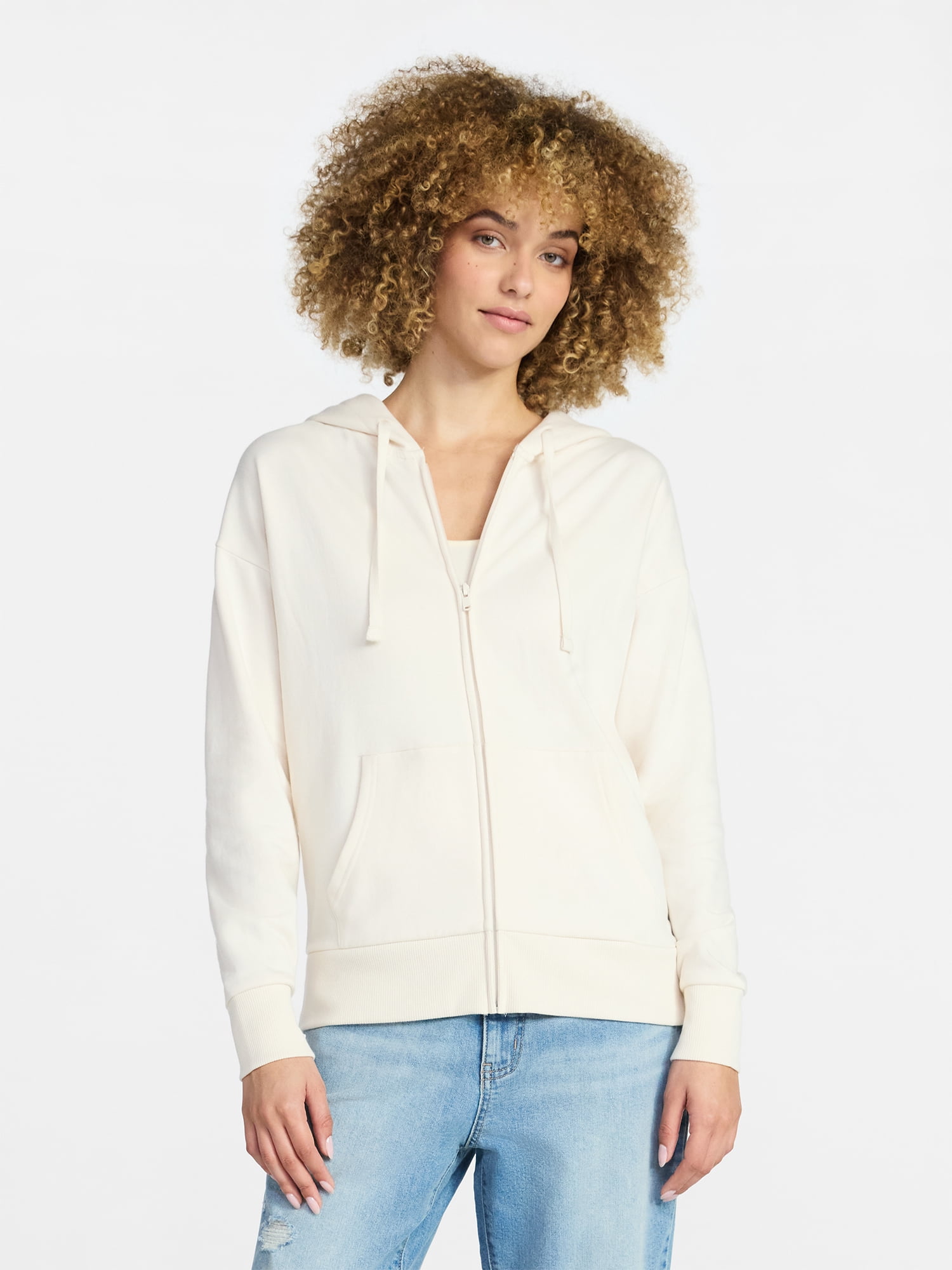 Time and Tru Women's and Women’s Plus Zip Front Fleece Hoodie Jacket, Sizes XS-4X