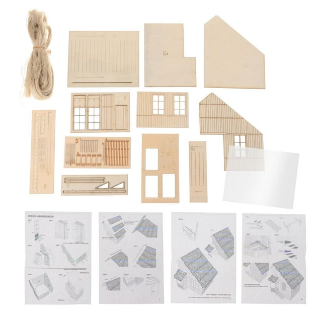 HILABEE 1/35 HO Scale Building Model Layout Scenery for Layout Scene Micro Landscape thatched roof