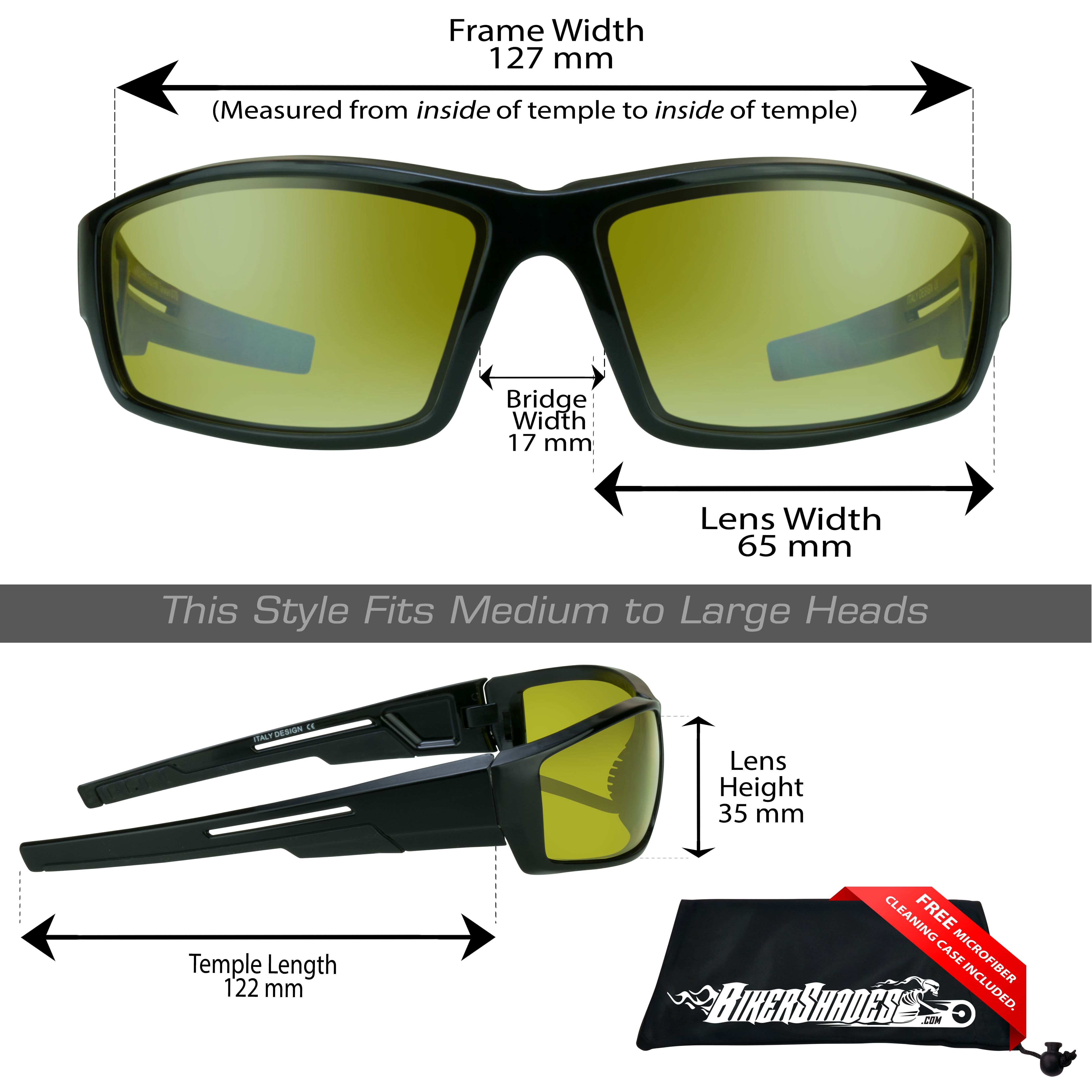 Bikershades Motorcycle Riding Foam Padded Sunglasses Men'S Biker Goggles Tinted Yellow Lens Wind Proof