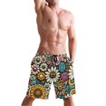 thumbnail image 5 of Dailycode Men's Quick Dry Swim Trunks Beach Shorts Casual Summer Board Shorts with Pockets, Daisy Flower and Peace Symbol, 5 of 8