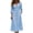 Blue, variant on Womens Casual Cotton Midi Dresses with Pockets- Summer V Neck A Line 3/4 Sleeve Button Down Front Fit and Flare Dresses Blue Size XL