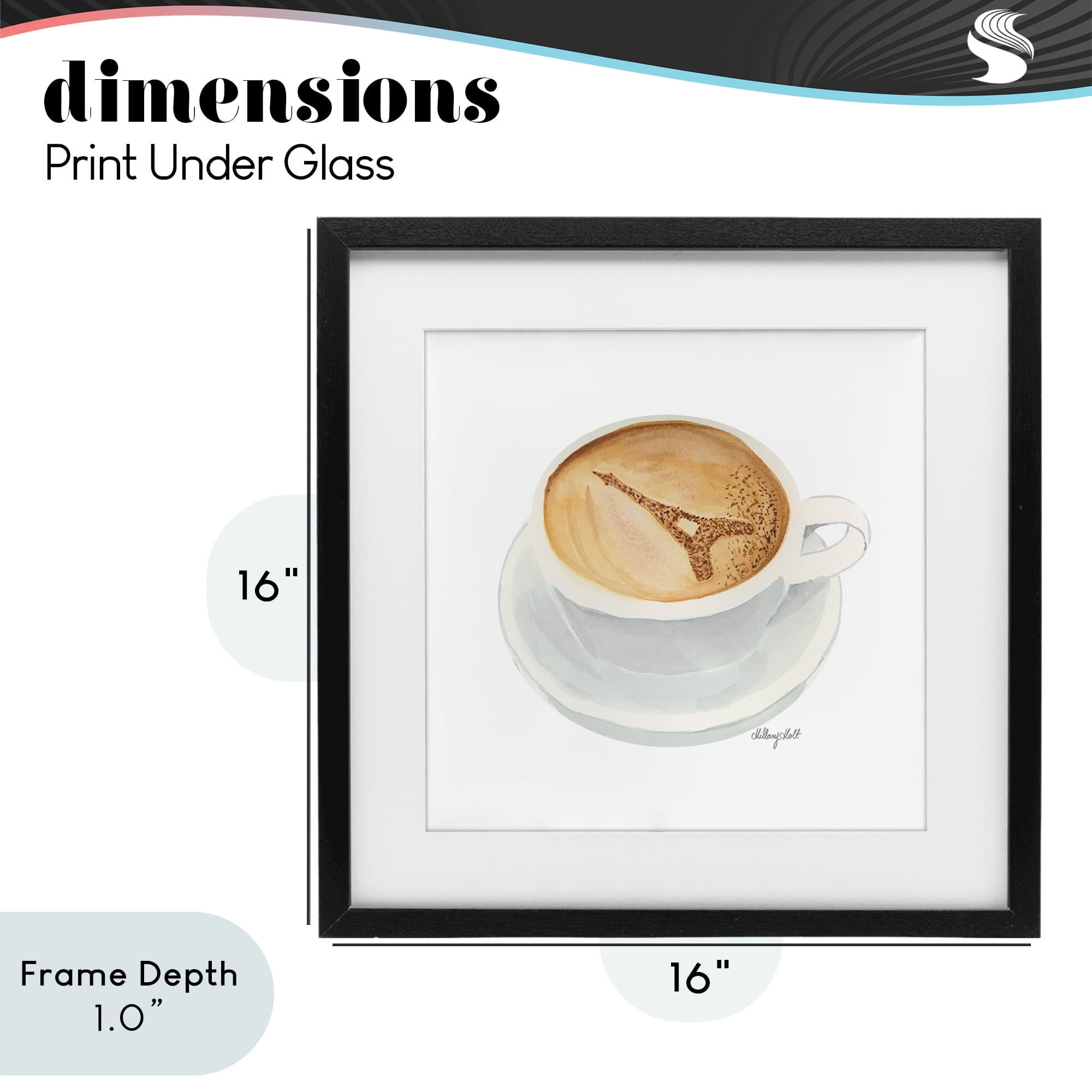 Stupell Industries Eiffel Tower Latte Black Framed Print Under Glass, design by Hillary Holt