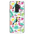 thumbnail image 1 of DistinctInk Clear Shockproof Hybrid Case for Samsung Galaxy S9+ PLUS (6.2" Screen) - TPU Bumper, Acrylic Back, Tempered Glass Screen Protector - Summer Graphics - Flamingo Toucan Pineapple, 1 of 5