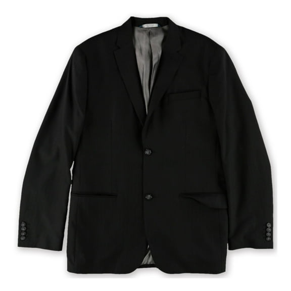 Perry Ellis Mens Textured Two Button Blazer Jacket, Black, 42 Regular