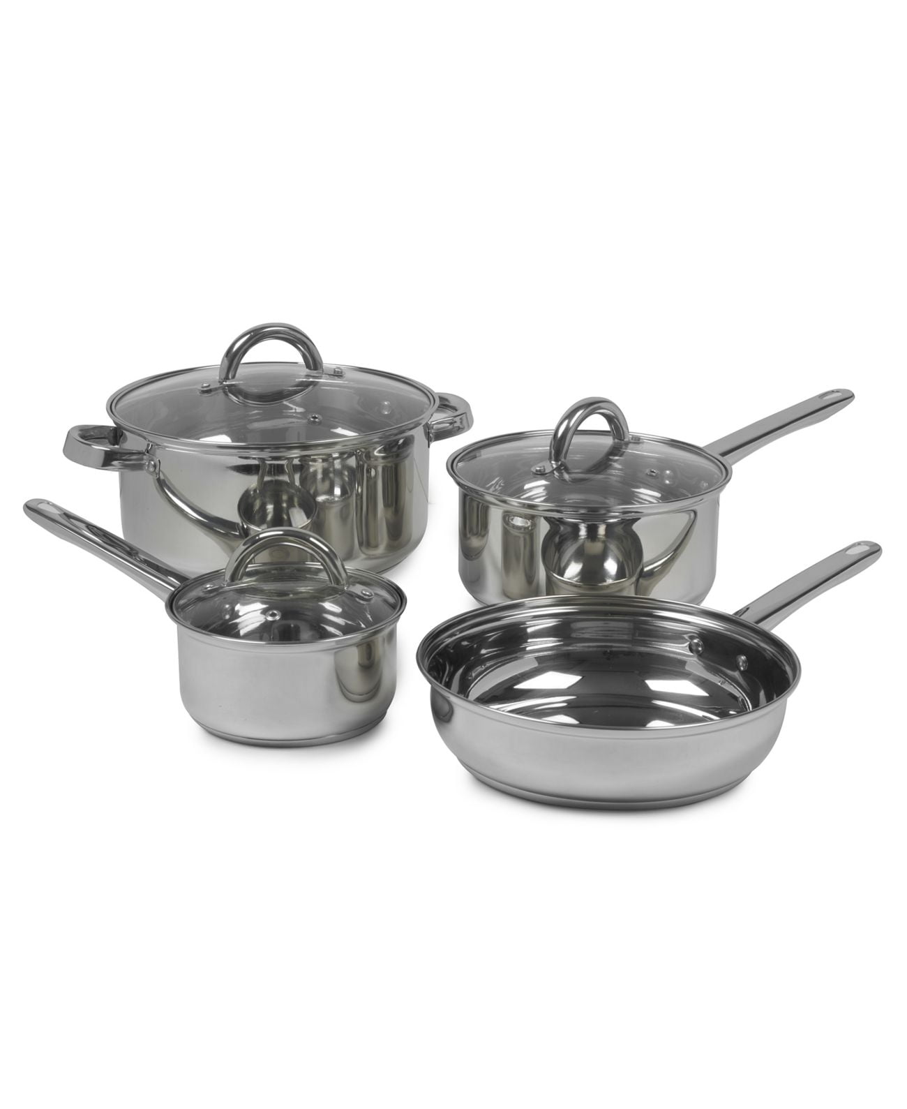Sabichi set of 3 Stainless Steel Pots Pan Set & Glass Lids Gift Boxed Induction 