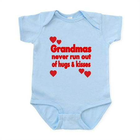 

CafePress - Grandmas Never Run Out Of Hugs Kisses Body Suit - Baby Light Bodysuit Size Newborn - 24 Months
