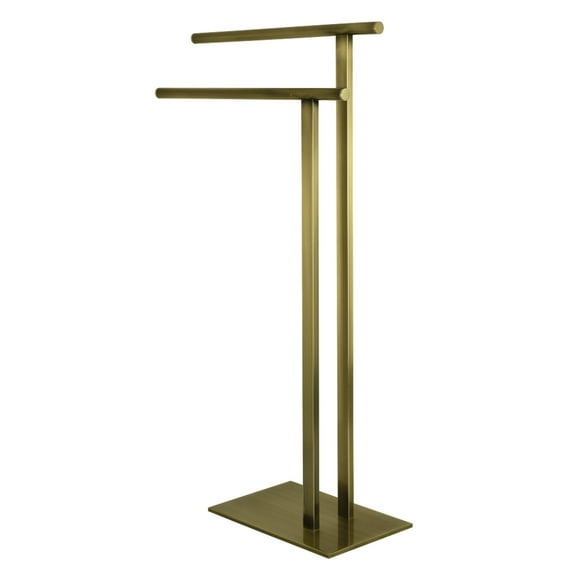 Kingston Brass SCC6033 Edenscape 32-7/16" Freestanding Pedestal 2-Tier L-Shape Towel Rack, Antique Brass