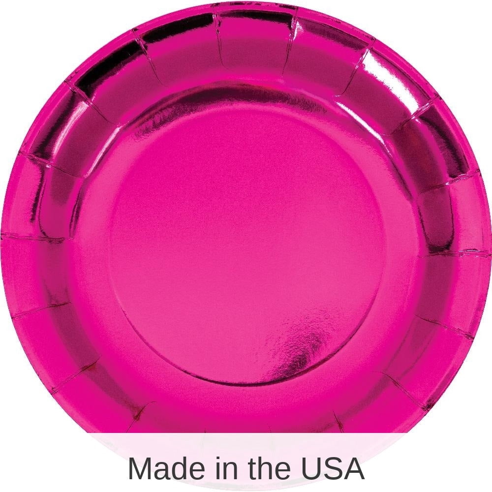 96/Case Bulk Pink Paper Dinner Plate, Foil