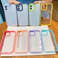 thumbnail image 3 of Funda A Prueba De Golpes Para iPhone 11 12 Pro Max Macaron Color + De Silicona De TPU Transparente, 3 of 4