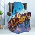 thumbnail image 4 of Urban Soft Flannel Fleece Throw Blanket, Colorful Sunset Evening View of Old Main Bridge in Historical Land Bavaria Germany, Cozy Plush for Indoor and Outdoor Use, 50" x 60", Multicolor, by Ambesonne, 4 of 5