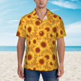 thumbnail image 2 of Honeii Vintage Leopard Print Sunflower Print Men’s Hawaiian Shirt,Classic Button-Down Short Sleeve Shirt, for Beach, Vacation, and Outdoor Activities,Medium, 2 of 7