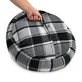 thumbnail image 4 of Sherry Kline Black/White Plaid and Natural Sherpa Medium Round with attached hoodie blanket, Dog Bed (24”x24”x7”), 4 of 4