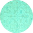 thumbnail image 1 of Ahgly Company Indoor Round Oriental Turquoise Blue Traditional Area Rugs, 8' Round, 1 of 4