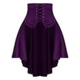thumbnail image 3 of YiZYiF Womens Gothic Medieval Steampunk Satiny Pirate Skirt Lace-up Tiered Ruffled High Low Skirts Purple L, 3 of 7