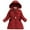 Red, variant on YunPes Teen Girls down Coat Kids Winter Mid Length Puffer Jacket Fleece Hooded Thick Warm Comfy Padded Jackets Windproof Outerwear