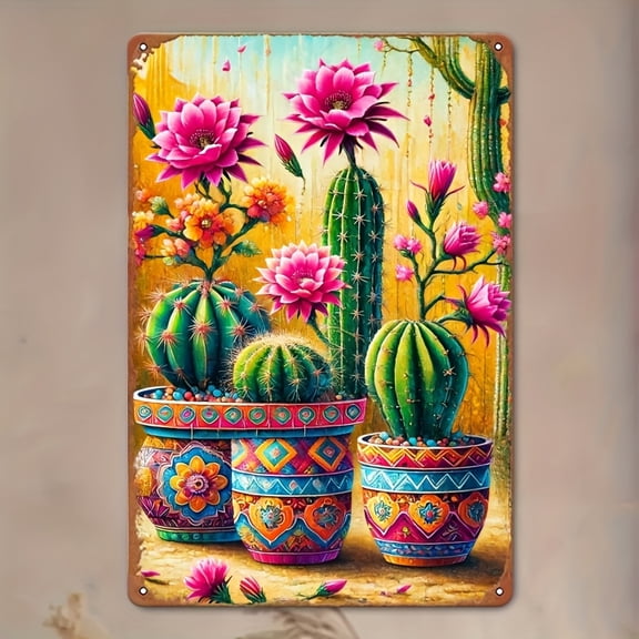 HELLOYOUNG Tin Sign Wall Art Mexican Cactus Floral Vintage Metal Poster Man Cave Home Bedroom Office Decor