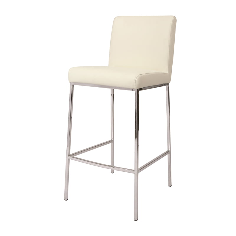 Emilia Stool Counter Height Chrome, Ivory Leather Counter Height Stools