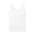 thumbnail image 2 of Sakmal Womens Tanks Scoop Neck Spaghetti Straps White with Built In Bra Support Solid Tank Tops Casual, 2 of 3