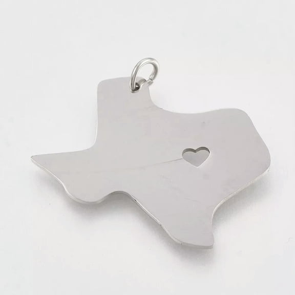 U8MO Texas Charm Silver Stainless Steel Lone Star State I Love Texas Jewelry w/ Ring