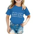 thumbnail image 1 of Hiiyo T-Shirt de Collation des Grades pour Grandes Filles Imprimé Lettre Manches Courtes T-Shirt, Bleu, 1 of 3