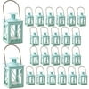 Kate Aspen Decorative Lanterns - Set of 24 - Luminous Metal Lantern Tealight Candle Holders for Wedding, Home Decor and Party - 4.5" H (6.5" H with Handle) – Blue