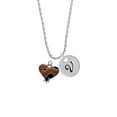 thumbnail image 2 of Delight Jewelry Two-tone Enamel Cheetah Print Heart Silvertone Script Initial Disc - V - Charm Necklace, 20"+3", 2 of 4