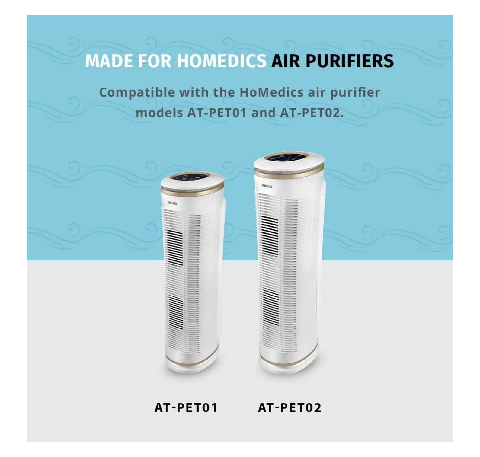 TotalClean PetPlus HEPA Filter Replacements - for AT-PET01 & AT-PET02 Air Purifiers - Pet Odor & Allergen Reduction - 2 Pack