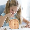 thumbnail image 1 of Wooden Letters for Crafts,Saving Money Box,Personalized Wooden Name Money Box Wooden Deposit Box Twenty Six English Letters, 1 of 5