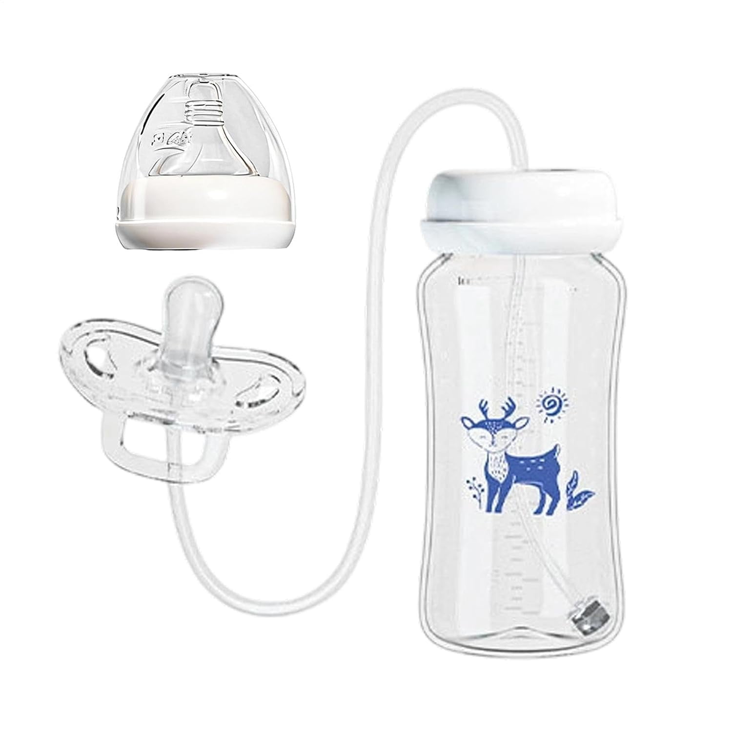XIRQI Pacifier Bottle, Hands Free Anti Colicbaby Bottles, Silicone Leakproof Milk Bottle Water Feeder, Soft Portable Adjustable Feeding Container, for Home, Outdoor, Camping, Bedroom, Living Room